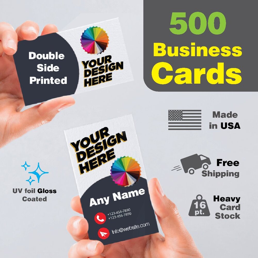 Custom Business Cards / 500 count/ heavy cardstock / Full UV coating bot…